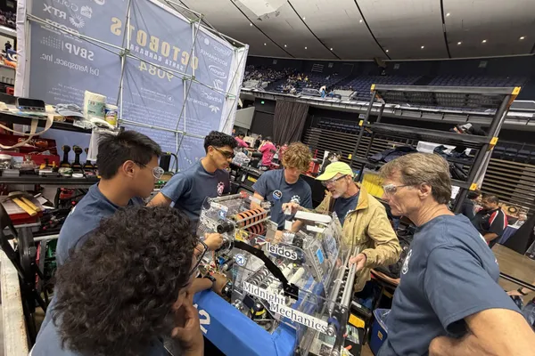 Team 812 members and robot at State Championship